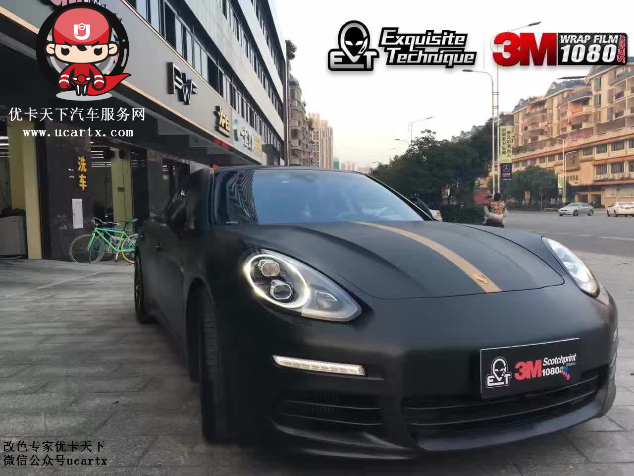 保时捷panamera装贴高亮水晶白,保时捷panamera迷彩贴膜