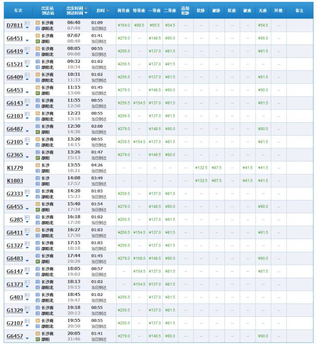 长沙至常德高铁时刻表查询,最新长沙至广州高铁时刻表
