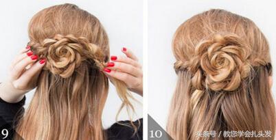 盘发神器花苞头的扎法教程,羊毛卷半花苞头的扎法教程