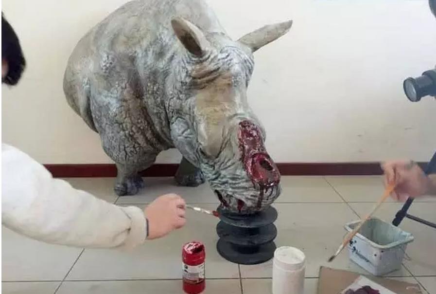 唤醒人类：3D打印真实还原犀牛角被割下后惨烈场景