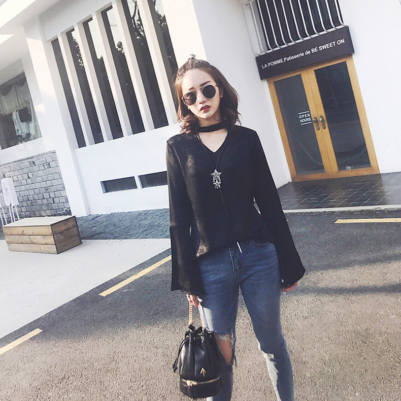 v领雪纺衫飘逸灵动修炼显瘦功力,飘逸雪纺衫加持甜美清新惹人爱