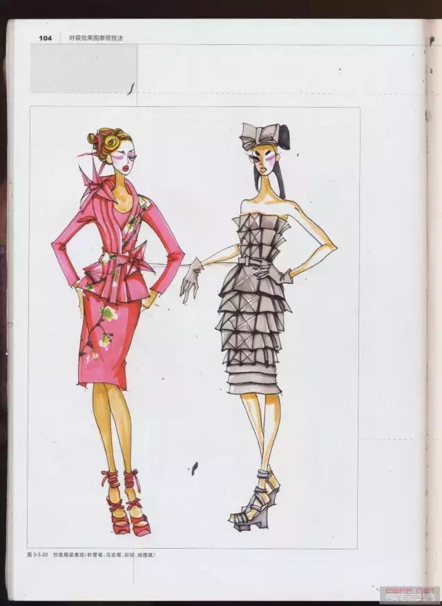 服装插图手绘教程,时装画手绘服装效果图