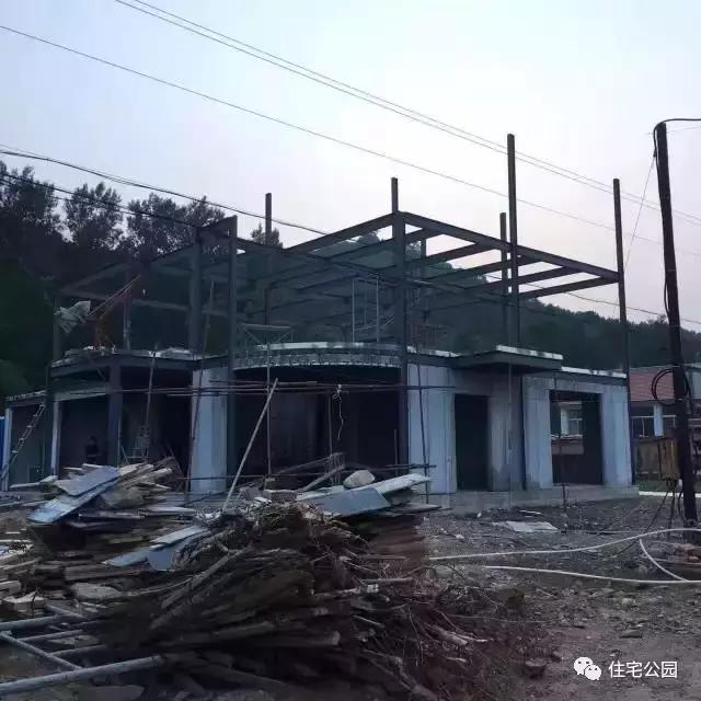 农村自建房轻钢小别墅建造全过程,农村钢结构自建房1层别墅