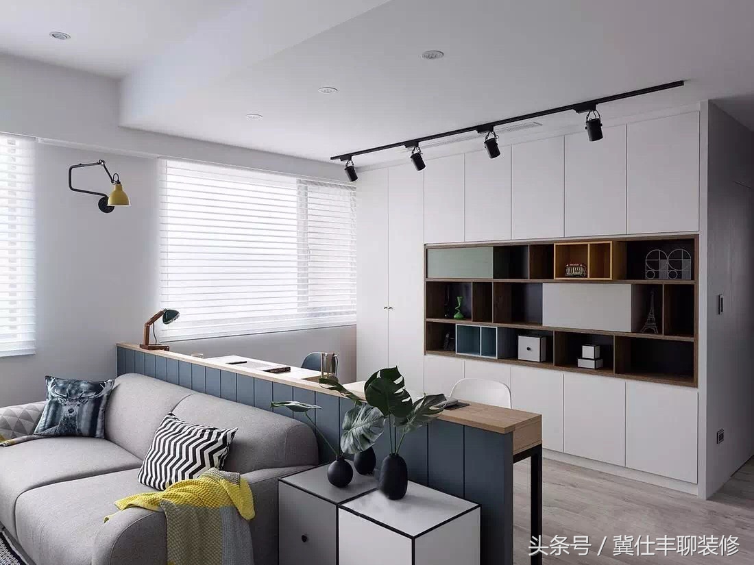 客厅沙发后书桌书柜,客厅书柜沙发书桌一体