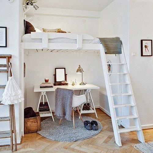 创意小户型床,小卧室半高架床装修效果