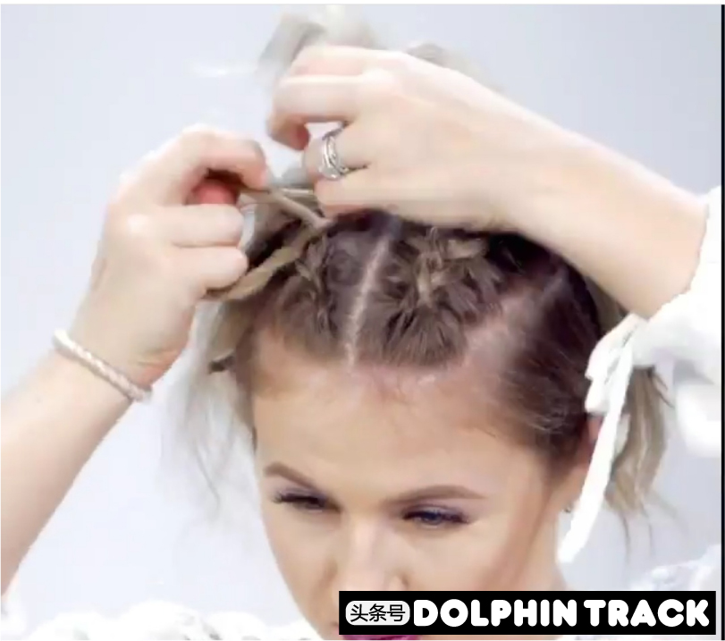 法式珍珠发带短发编发教程,适合中短发的编发ins