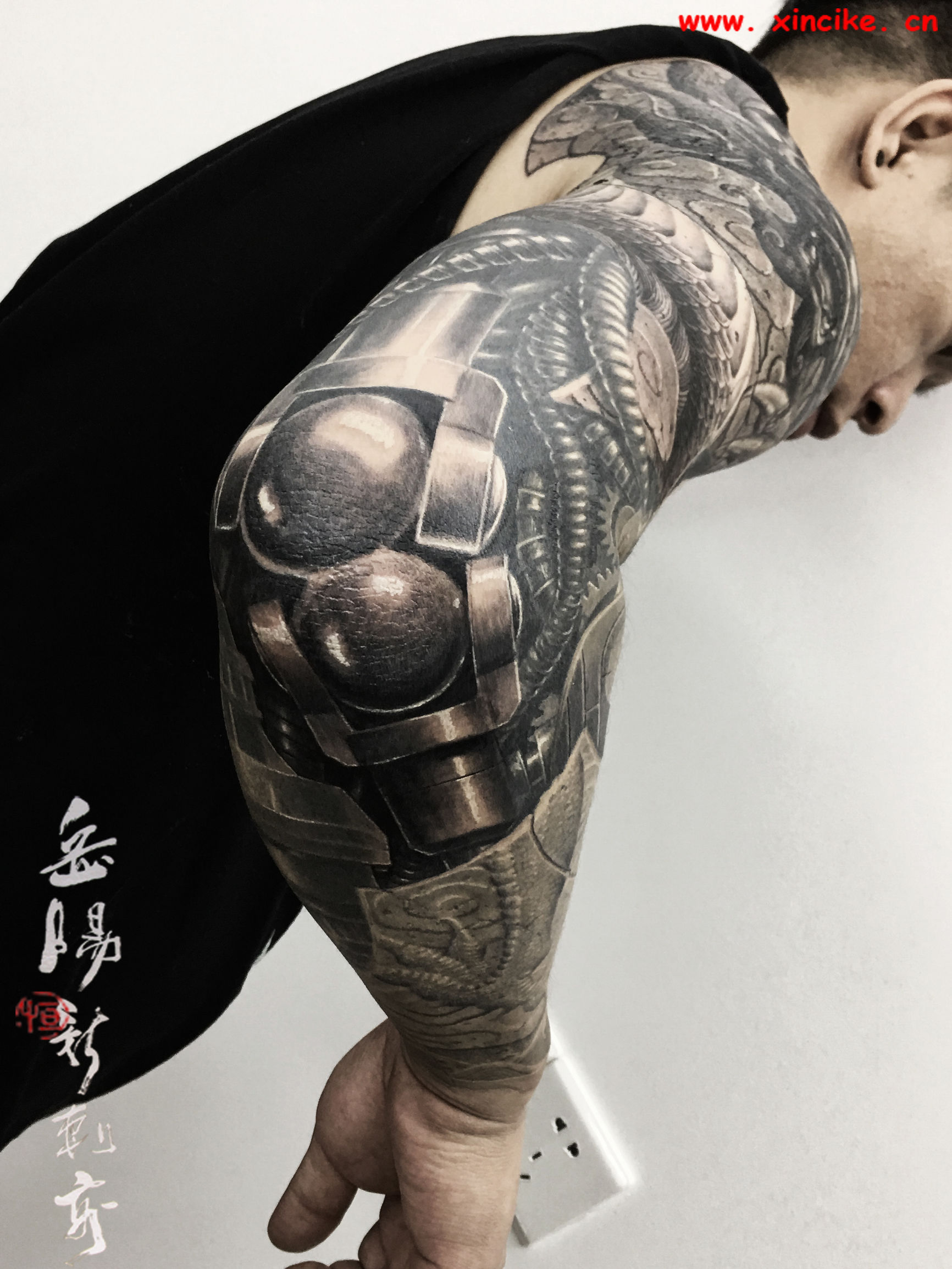 岳阳新刺客纹身图,岳阳新刺客花臂纹身作品