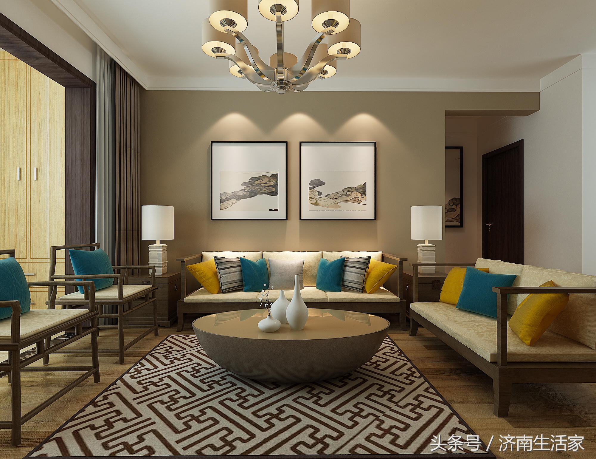 蓝石大溪地装修,济南蓝石大溪地149平的装修