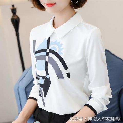 雪纺衫这样搭配简直神美了,流行印花雪纺衫和连衣裙