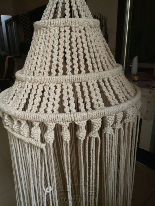 镂空花灯罩编织视频,手工编织棉线灯罩教程