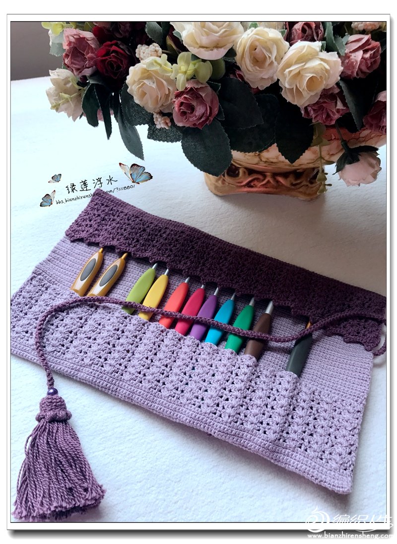 抽绳钩针束口收纳包,钩针钩的收纳包的钩法