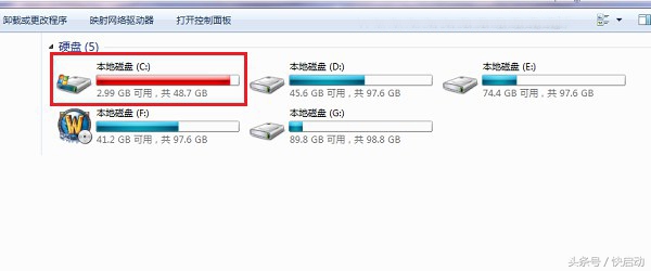 电脑c盘变红了怎么彻底清理,win7电脑c盘变红了怎么清理
