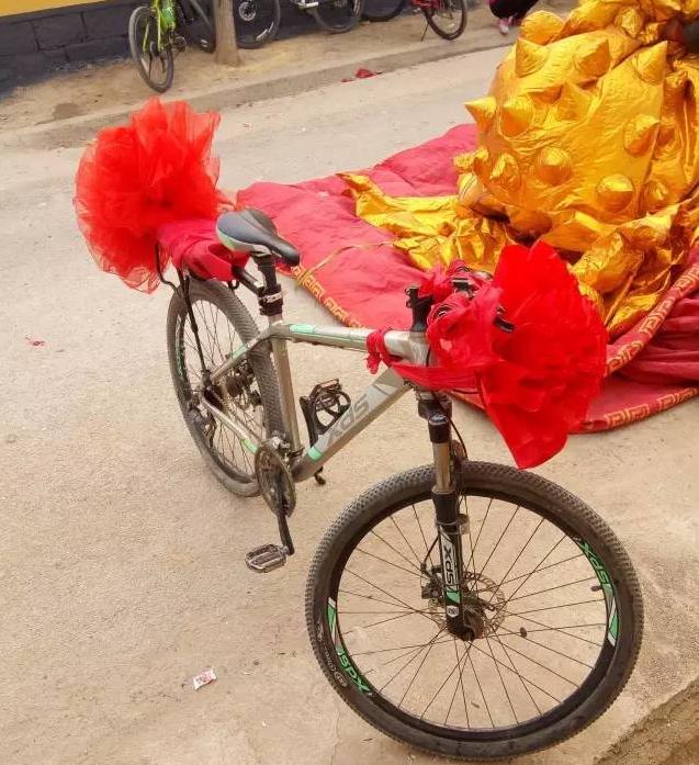 东阿小伙结婚,淮南小伙骑自行车接亲