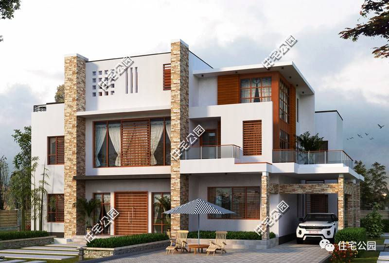 10米x11米现代别墅一层,17*10二层现代简约别墅