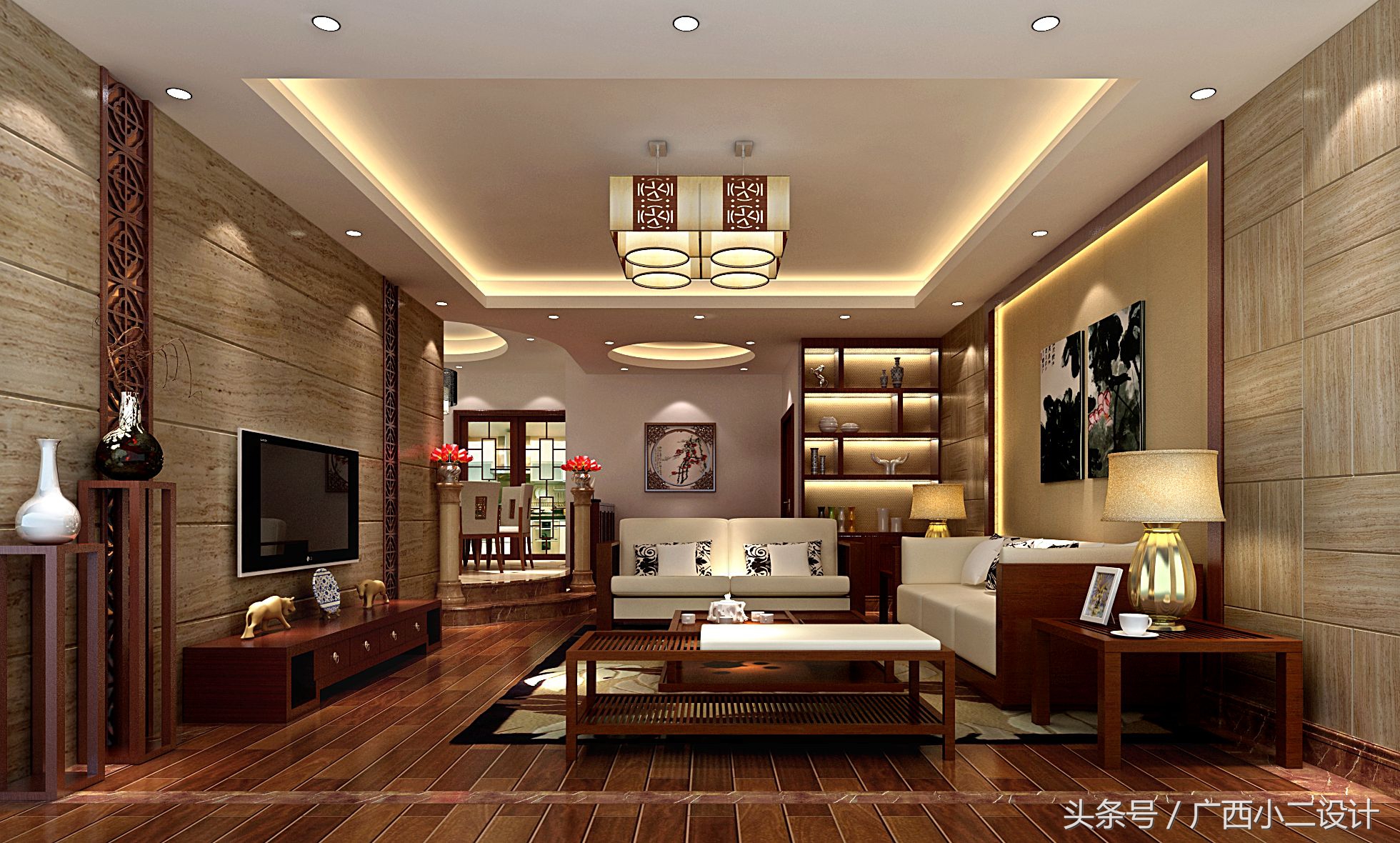 漂亮的中式客厅设计效果图,新中式风格客厅效果图