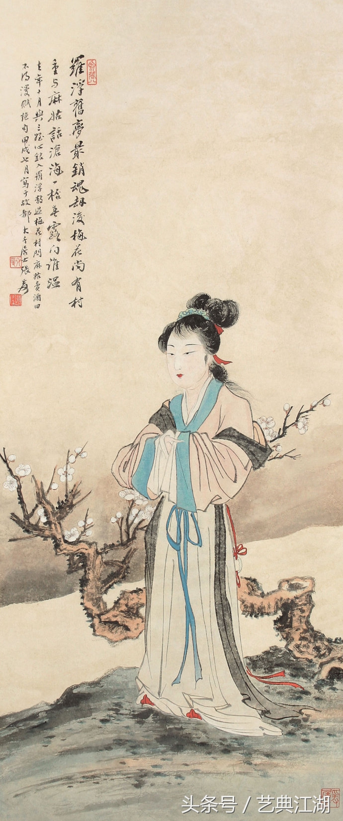 中国历代绘画大师长卷经典仕女图,国画大师的仕女图精品