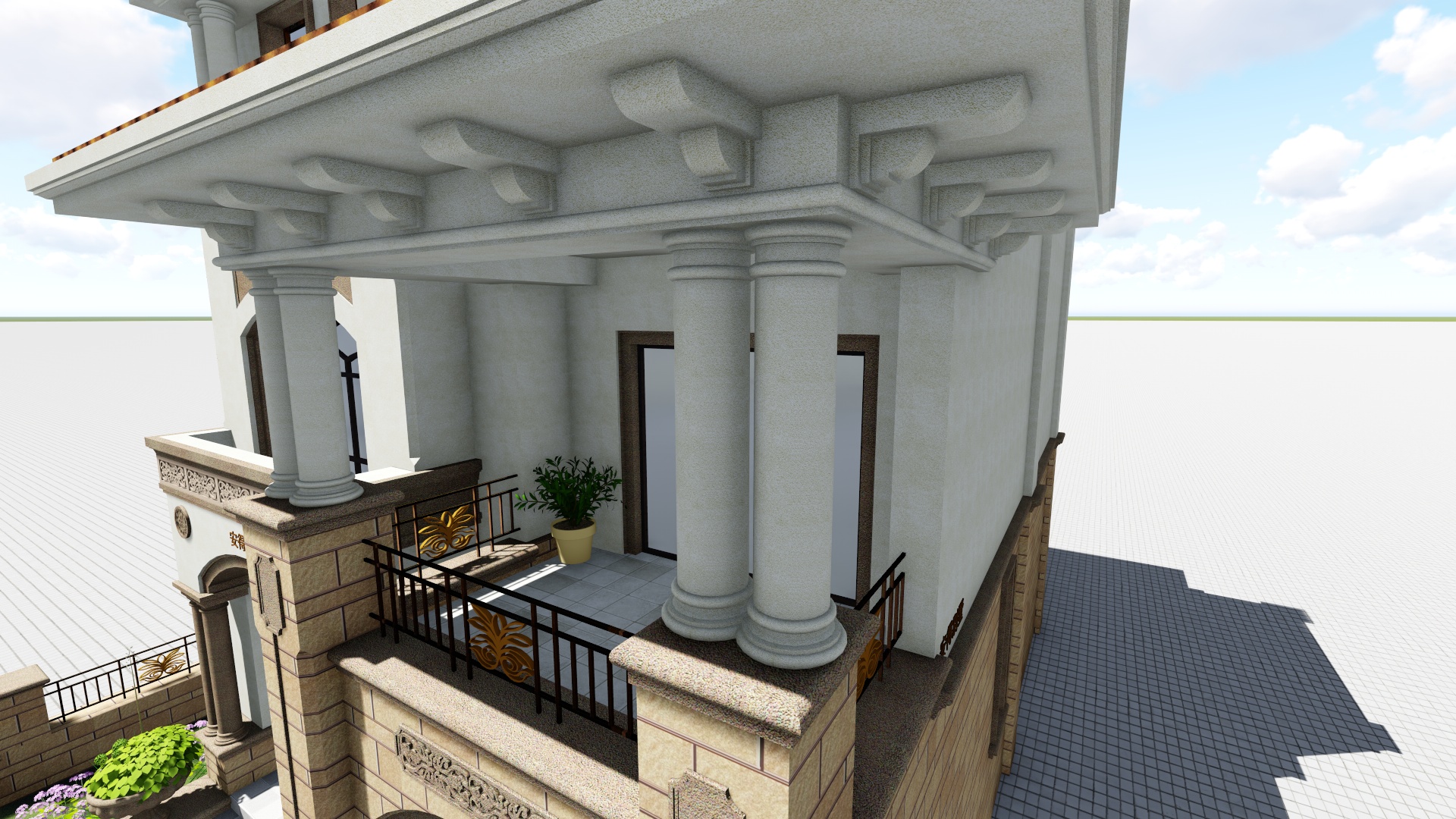 长方形农村两层自建房四合院,农村长方形地块自建房