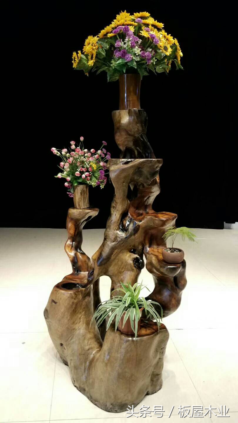 根雕花架大全,客厅摆放根雕有什么讲究