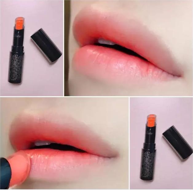 变色唇膏babi试色,日本原装进口变色润唇膏