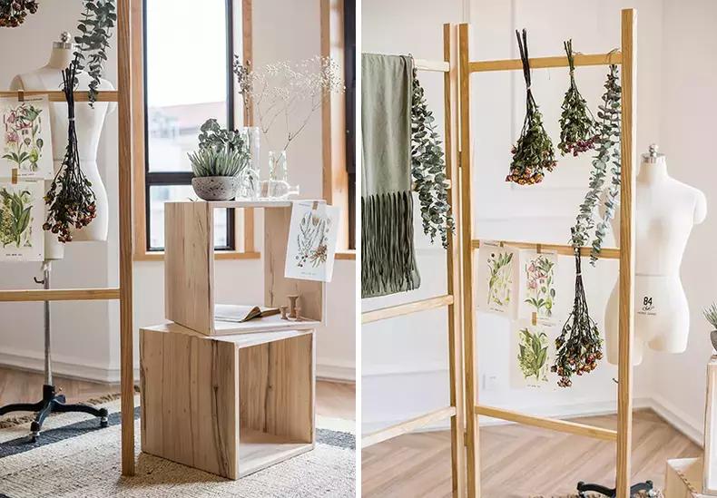 实木衣帽架摆放效果图,实木家用落地式衣帽架超强收纳