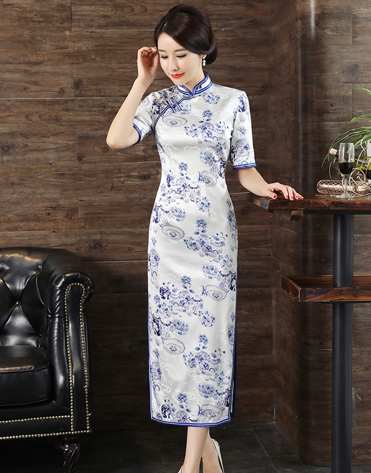 旗袍古韵唯美意境青花瓷,青花瓷复古风旗袍