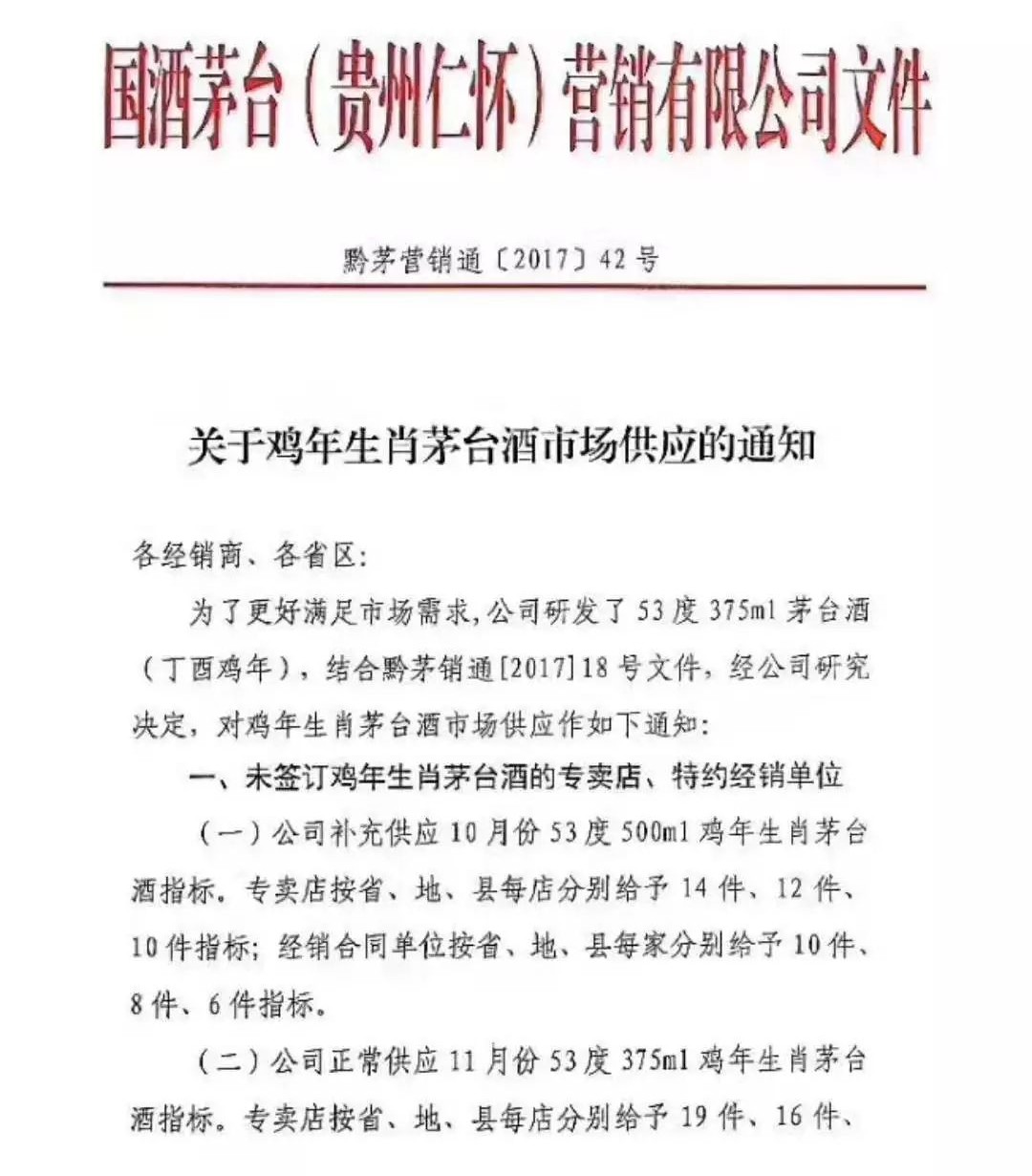 追踪｜茅台发文增加375ml鸡年茅台供应，重点是未签订鸡茅合同的经销商也有指标