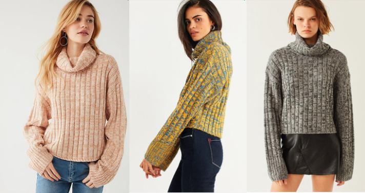 粗棒针毛衣宽松慵懒风搭配,拯救圆领粗针织毛衣穿搭