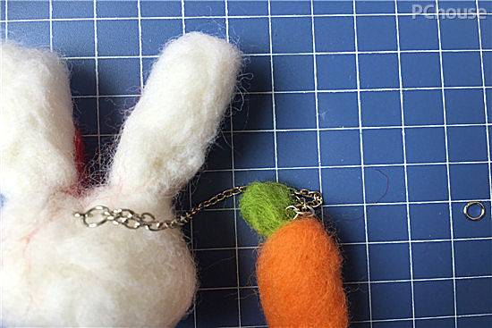 兔子毛绒挂件diy,diy羊毛毡钥匙扣小熊