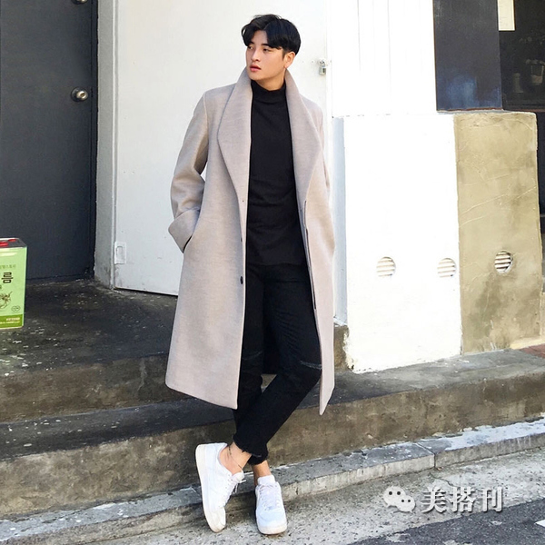 潮男外套冬高级感大衣,潮男高级感双面羊绒大衣