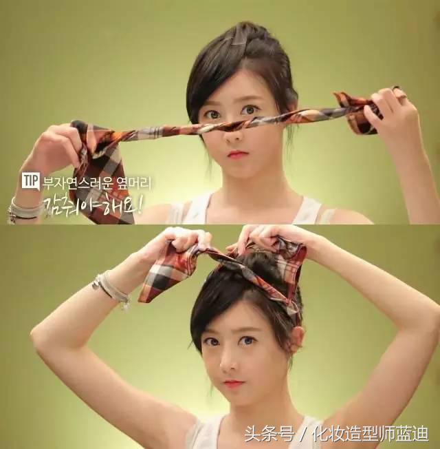 有刘海丝巾扎发,怎么用丝巾把刘海扎上去