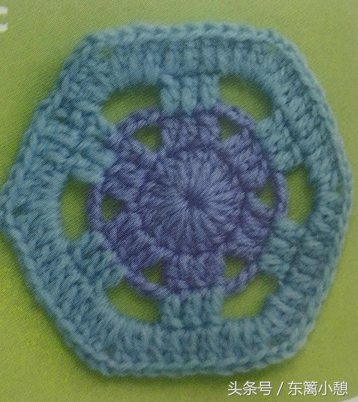 六边形花片钩针图解,钩针三角花样教程