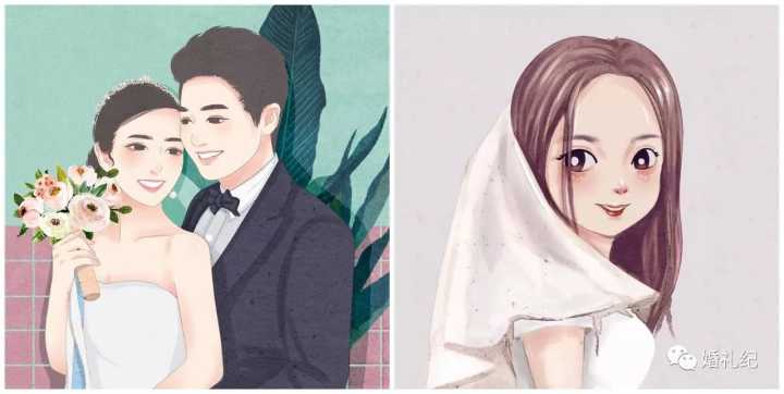 q版婚礼logo头像设计,插画头像手绘婚礼