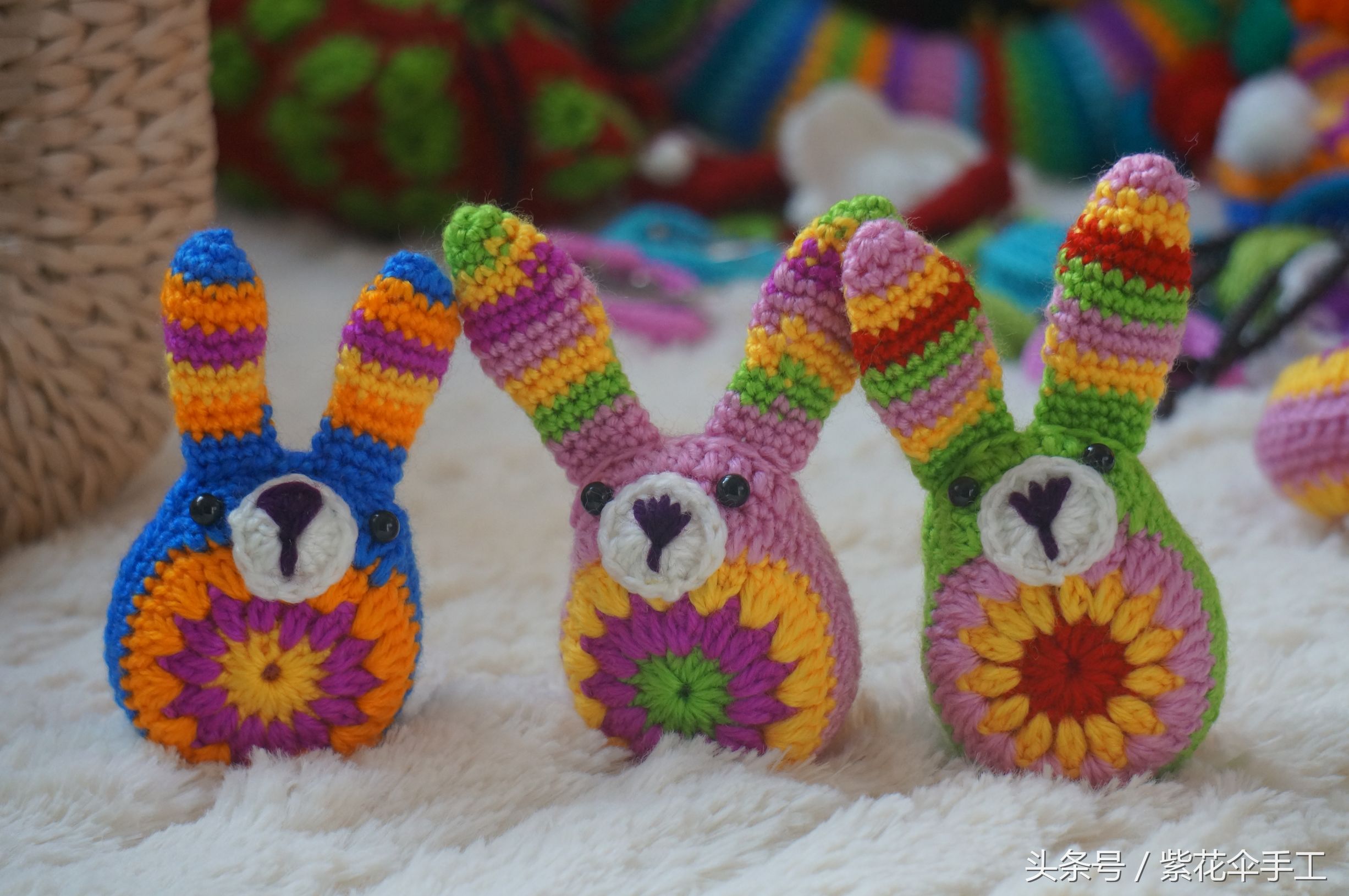 婴儿兔子帽钩织全部过程,手工编织宝宝兔子