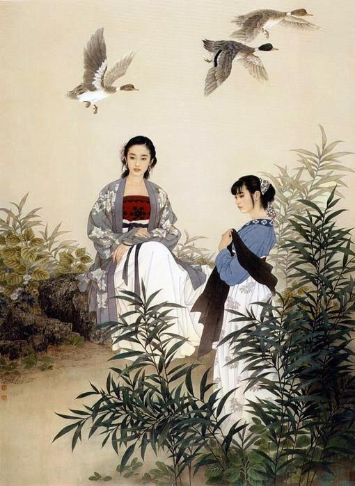 国画名家杨淑涛工笔仕女画欣赏,赵国经工笔仕女画作品欣赏