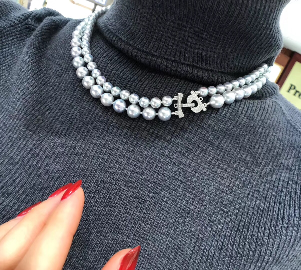 珍珠搭配黄金毛衣链,珍珠李夫人