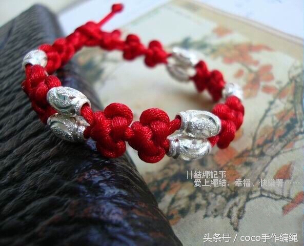 转运珠红绳手链编法,蝴蝶红绳转运珠