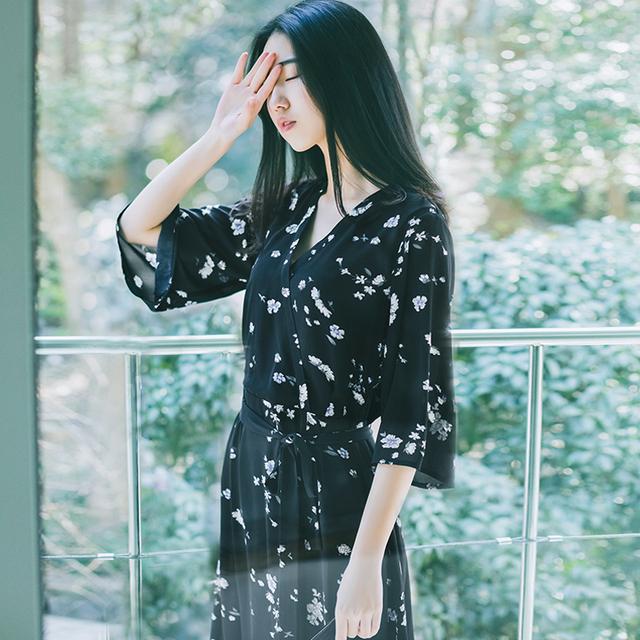 雪纺连衣裙长袖小个子高级感,软妹裙子可爱