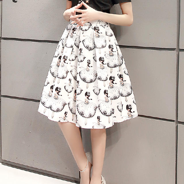 女士优雅百褶半身裙子,优雅印花名牌半身裙系列
