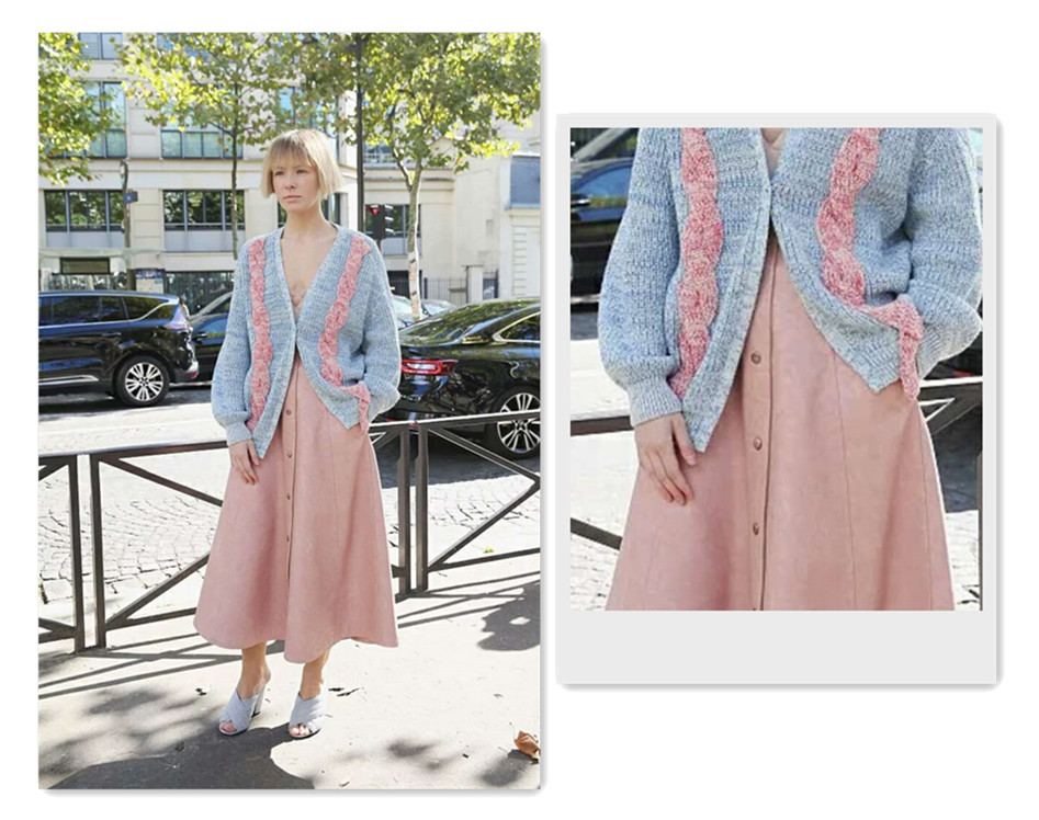 倪妮的针织开衫紫色 (倪妮同款开衫毛衣)