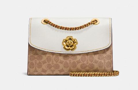 美国新款coach蔻驰女包,coach蔻驰山茶花parker26黑色