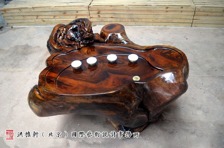 名匠实木小茶几鸡翅木,老榆木树根雕茶几