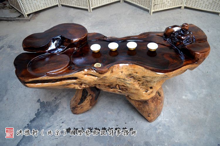 名匠实木小茶几鸡翅木,老榆木树根雕茶几