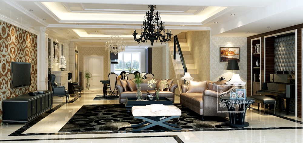 230平米餐厅吊灯壁纸,欧式壁纸灯盘效果图