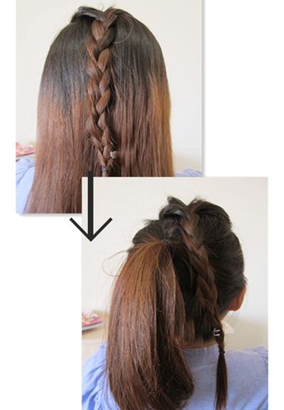 把蝴蝶结系在头发中间,把蝴蝶结绑在发带上