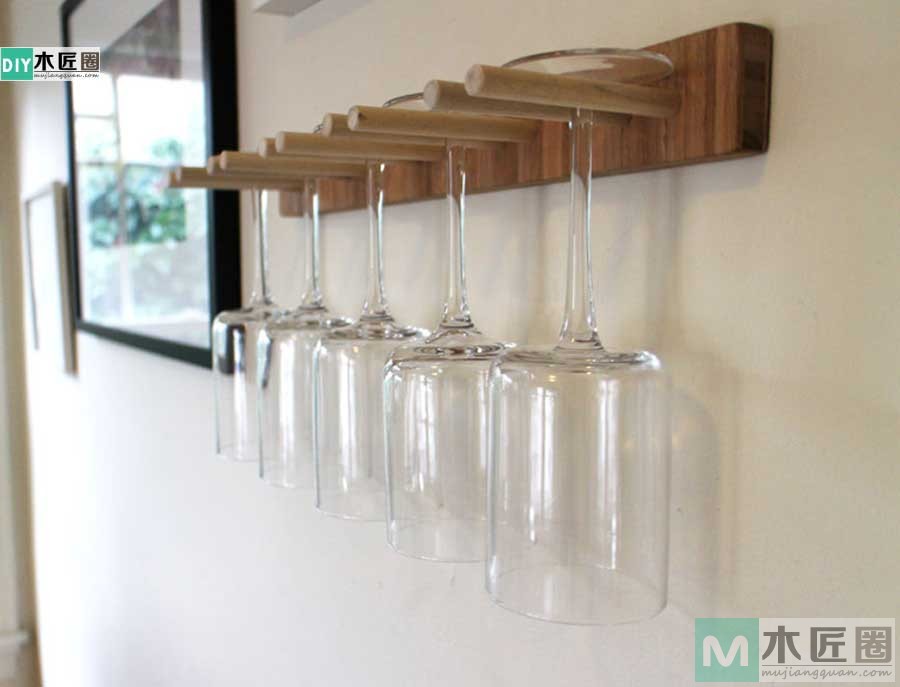 木工做酒柜红酒倒挂架,自做红酒杯倒挂架