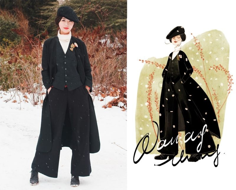 妹妹给自己画插画,把自己和女朋友的日常画成插画