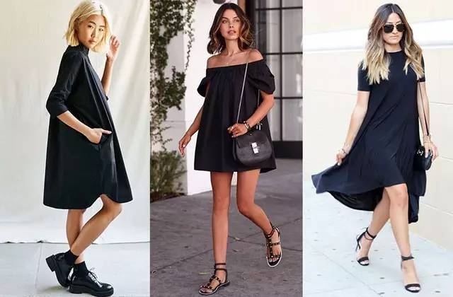 短袖小黑裙推荐小众高级感遮肚子,夏天小黑裙推荐