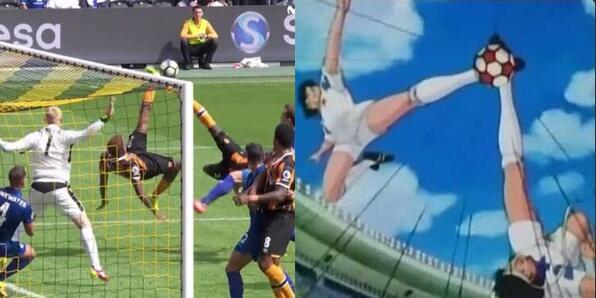 莱斯特城输升班马不冤，对手双人倒钩载入史册，真人版致敬大空翼