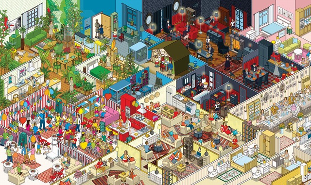 家居插画客厅,家居美学插画