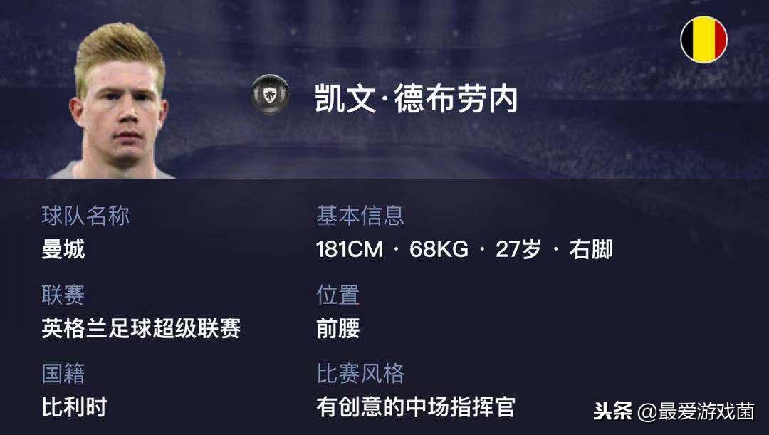 实况足球领导者,实况足球适合德布劳内的阵容
